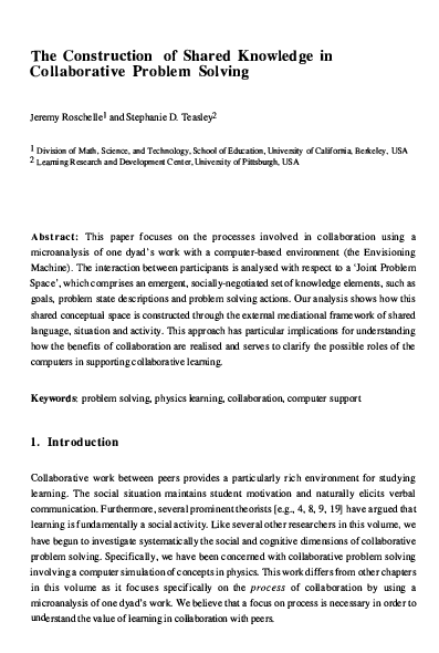 (PDF) The Construction of Shared Knowledge in Collaborative Problem Solving