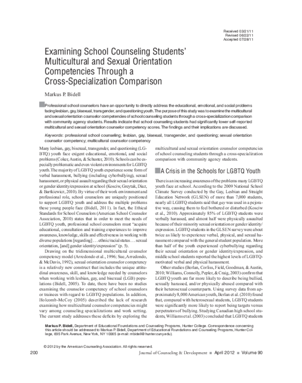 (PDF) Examining School Counseling Students' Multicultural and Sexual ...