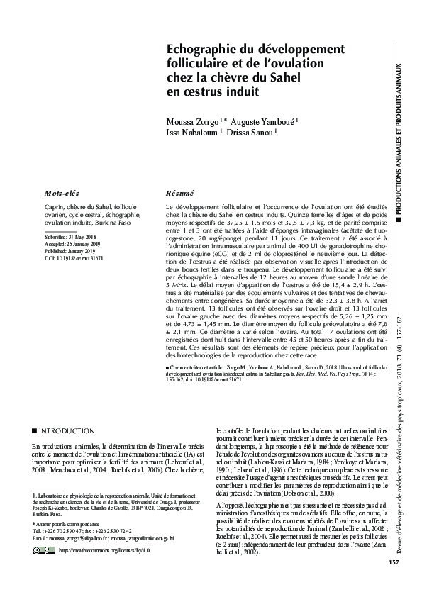 (PDF) Echographie du développement folliculaire et de l’ovulation chez ...