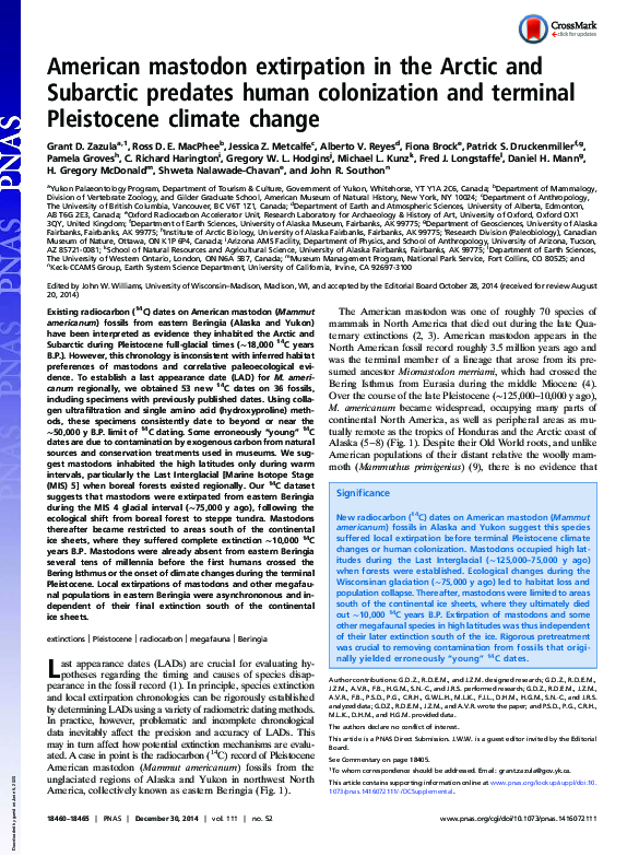 (PDF) American mastodon extirpation in the Arctic and Subarctic ...