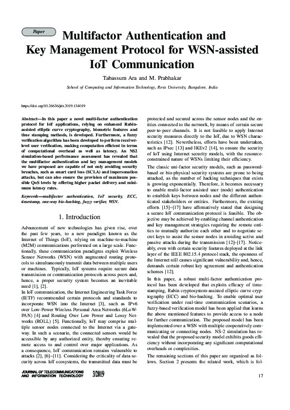 (PDF) Multifactor Authentication and Key Management Protocol for WSN ...