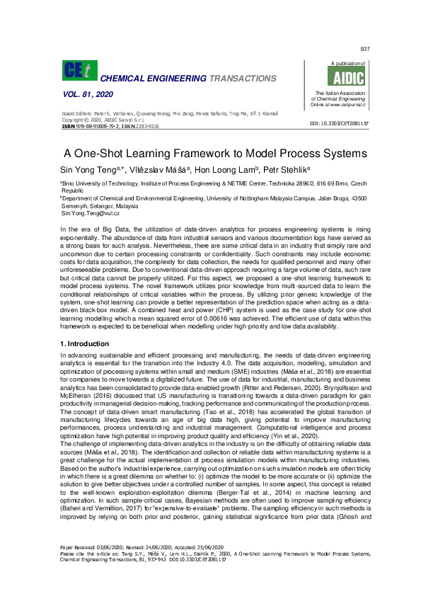 (PDF) A One-Shot Learning Framework to Model Process Systems