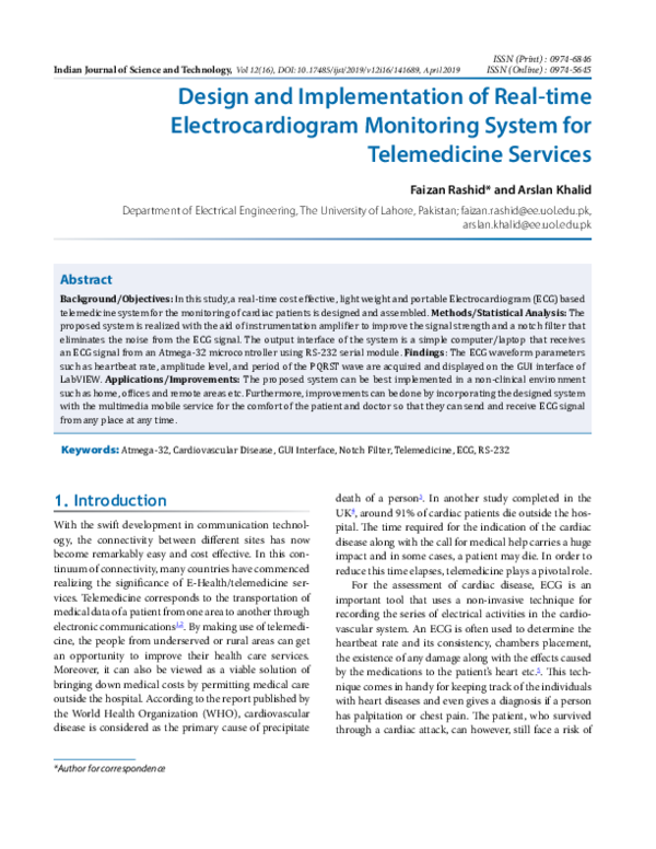(PDF) Design and Implementation of Real-time Electrocardiogram ...