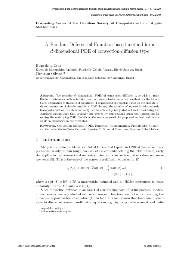 (PDF) A Random Differential Equation based method for a d-dimensional ...