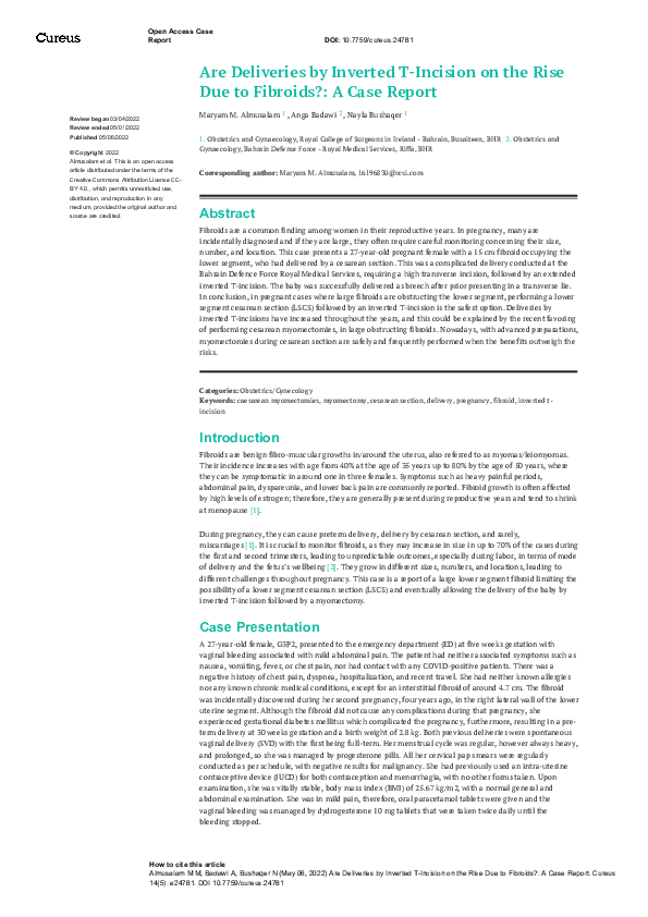(PDF) Are Deliveries by Inverted T-Incision on the Rise Due to Fibroids ...