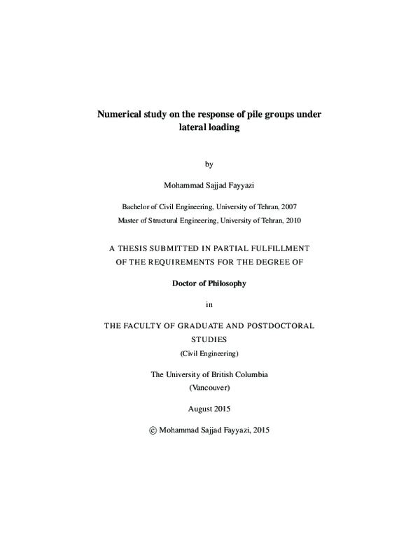 (PDF) Numerical study on the response of pile groups under lateral loading