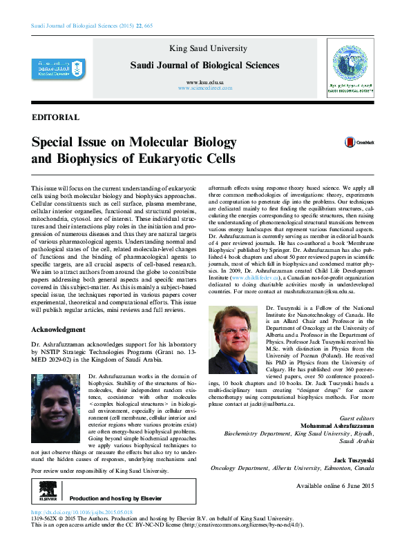 (PDF) Special Issue on Molecular Biology and Biophysics of Eukaryotic Cells