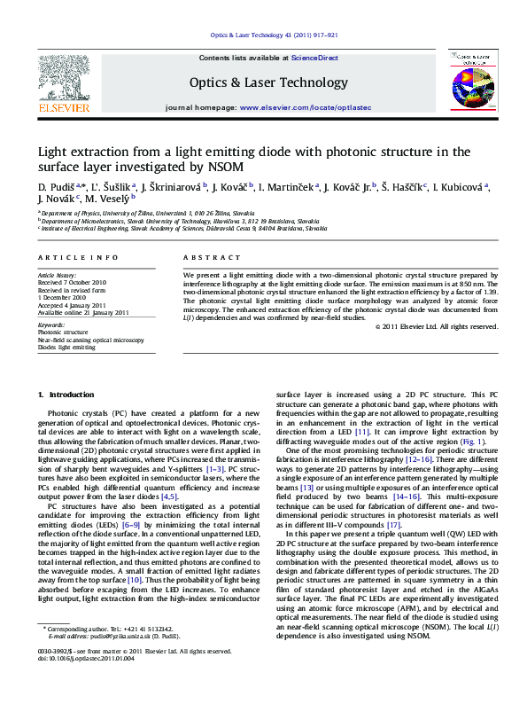 (PDF) Light extraction from a light emitting diode with photonic ...