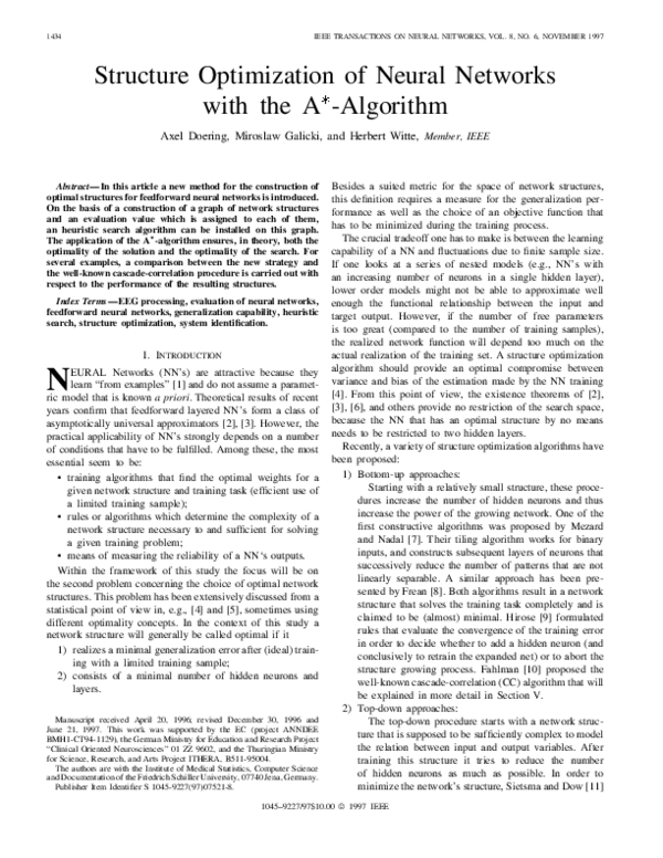 (PDF) Structure optimization of neural networks with the A*-algorithm