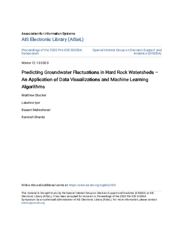 (PDF) Predicting Groundwater Fluctuations in Hard Rock Watersheds – An ...