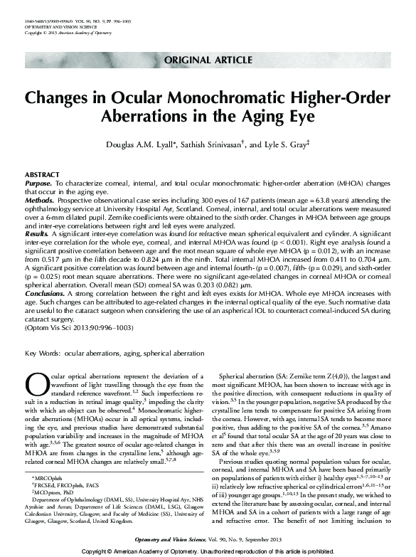 (PDF) Changes in Ocular Monochromatic Higher-Order Aberrations in the ...