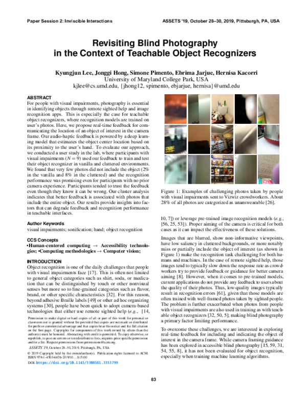(PDF) Revisiting Blind Photography in the Context of Teachable Object ...