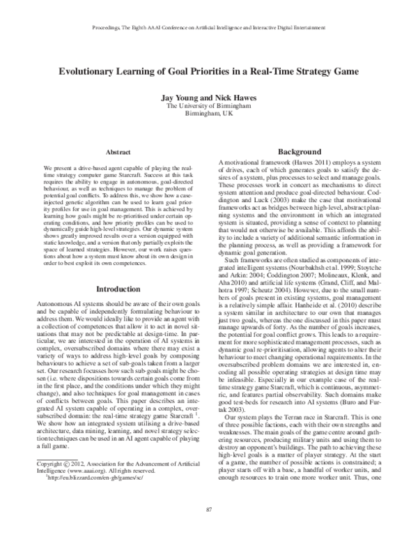 (PDF) Evolutionary Learning of Goal Priorities in a Real-Time Strategy Game