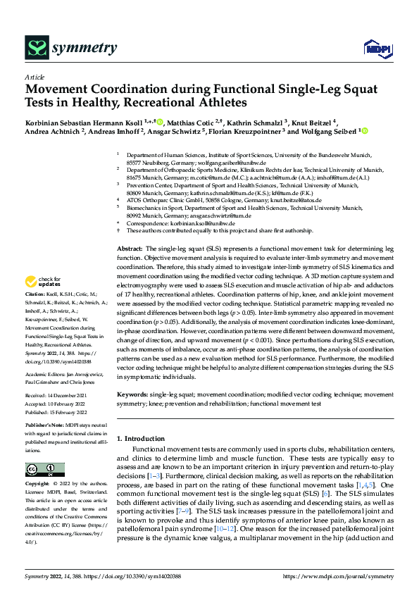 (PDF) Movement Coordination during Functional Single-Leg Squat Tests in ...
