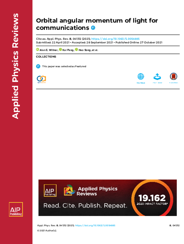 (PDF) Orbital angular momentum of light for communications