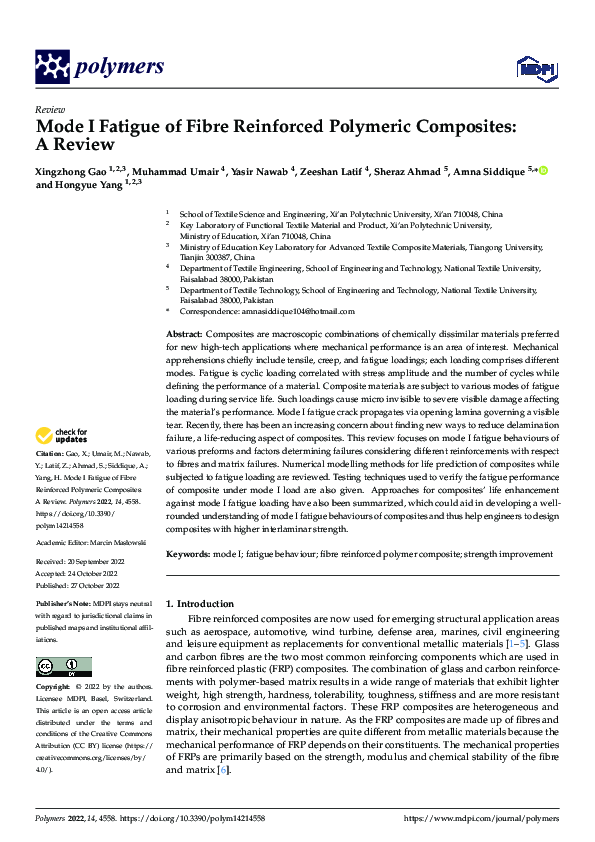 (PDF) Mode I Fatigue of Fibre Reinforced Polymeric Composites: A Review