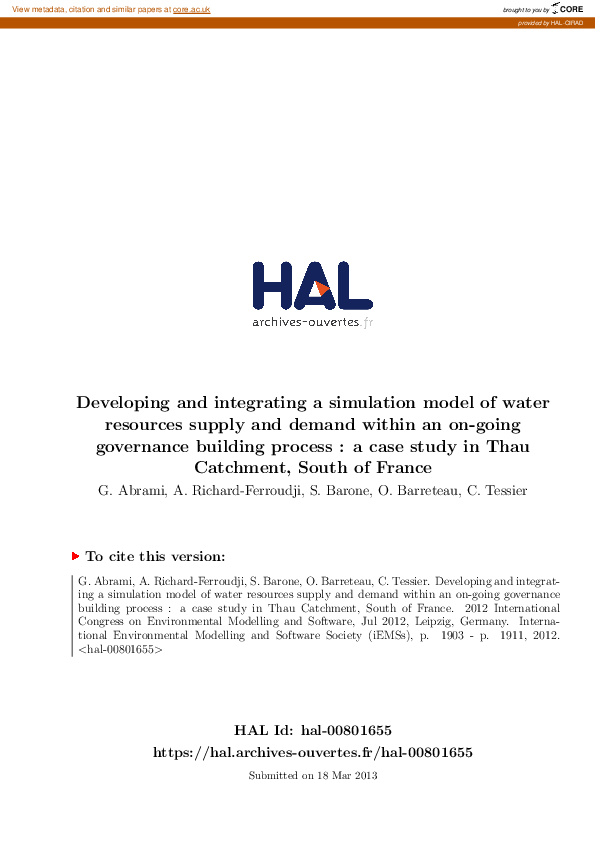(PDF) Developing and integrating a simulation model of water resources ...