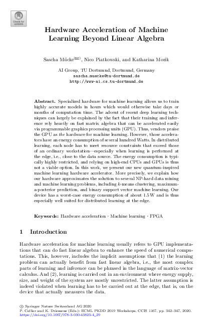 (PDF) Hardware Acceleration of Machine Learning Beyond Linear Algebra