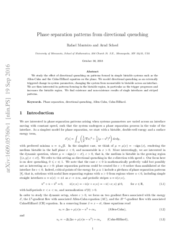 (PDF) Phase Separation Patterns from Directional Quenching
