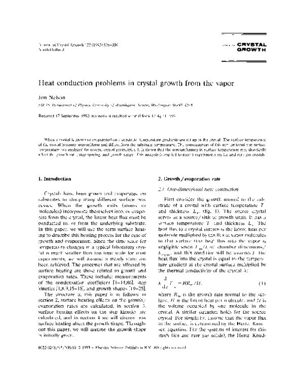 (PDF) Heat conduction problems in crystal growth from the vapor
