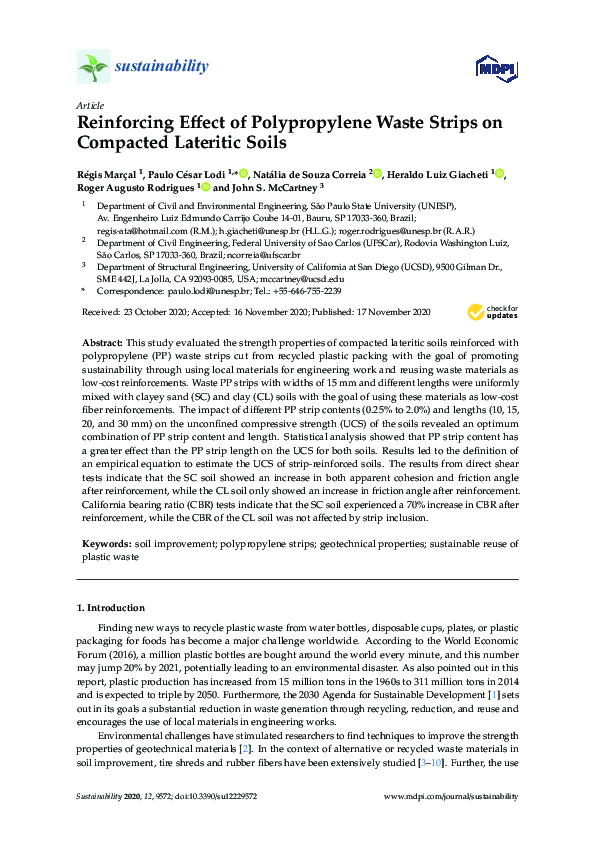 (PDF) Reinforcing Effect of Polypropylene Waste Strips on Compacted