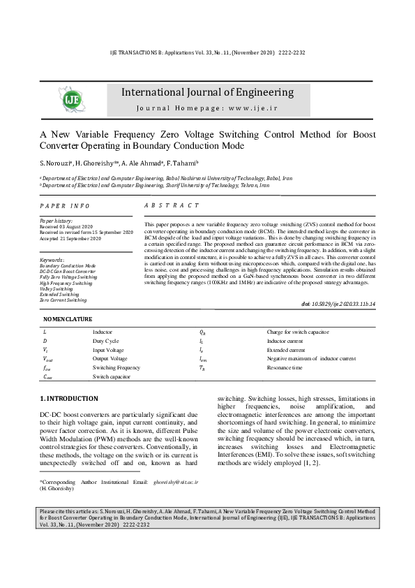 (PDF) A New Variable Frequency Zero Voltage Switching Control Method ...