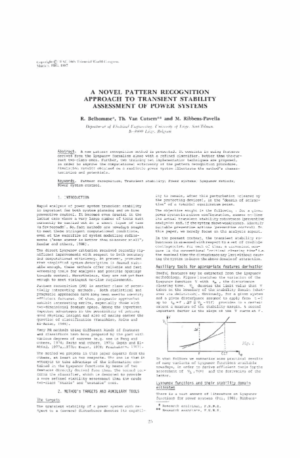 (PDF) A Novel Pattern Recognition Approach to Transient Stability ...