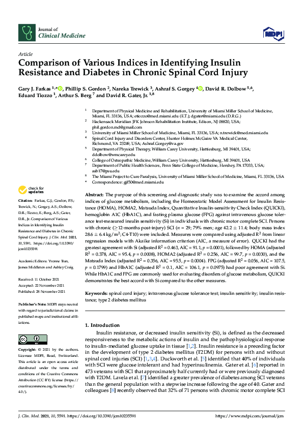 (PDF) Comparison of Various Indices in Identifying Insulin Resistance ...