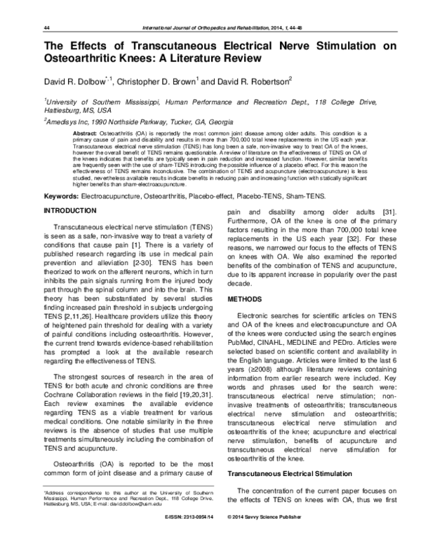 (PDF) The Effects of Transcutaneous Electrical Nerve Stimulation on ...