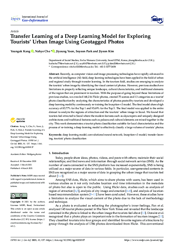(PDF) Transfer Learning of a Deep Learning Model for Exploring Tourists ...