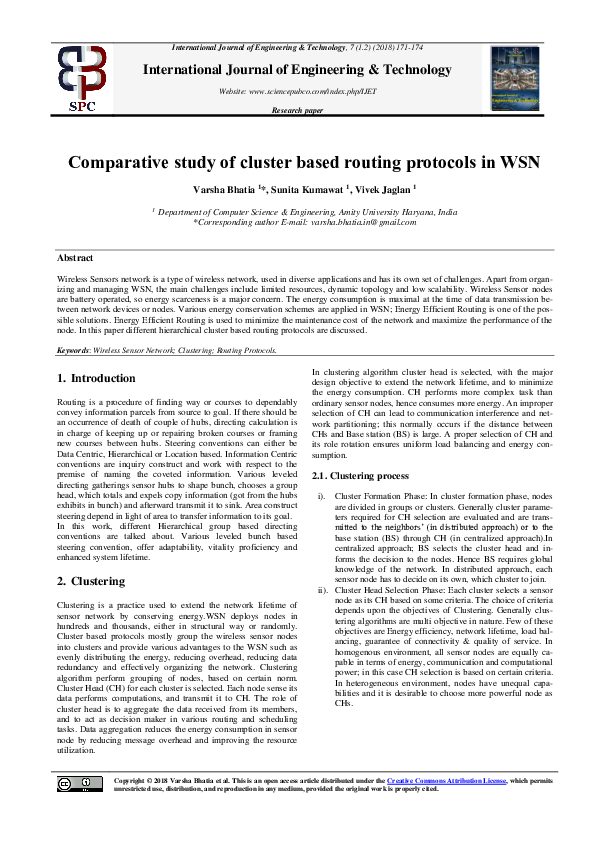 (PDF) Comparative study of cluster based routing protocols in WSN