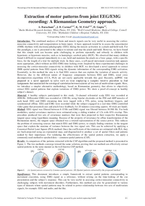 (PDF) Extraction of motor patterns from joint EEG/EMG recording: A ...