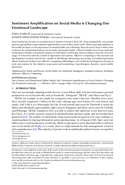 (PDF) Sentiment Amplification on Social Media is Changing Our Emotional ...