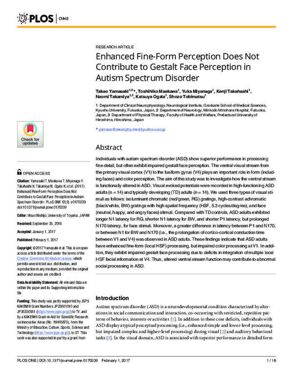 (PDF) Enhanced Fine-Form Perception Does Not Contribute to Gestalt Face ...
