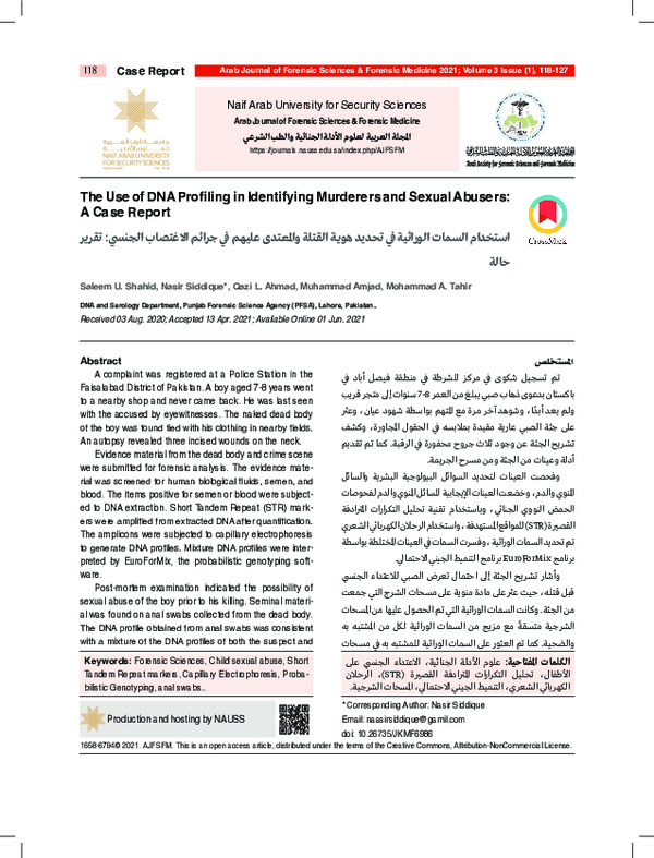 (PDF) The Use of DNA Profiling in Identifying Murderers and Sexual ...