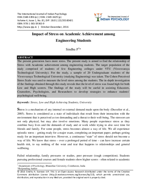 (PDF) Impact of Stress on Academic Achievement among Engineering Students