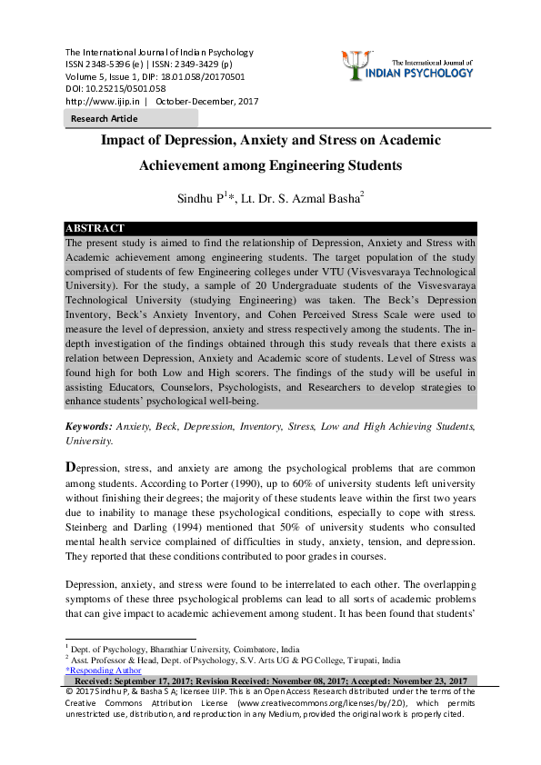 (PDF) Impact of Depression, Anxiety and Stress on Academic Achievement ...