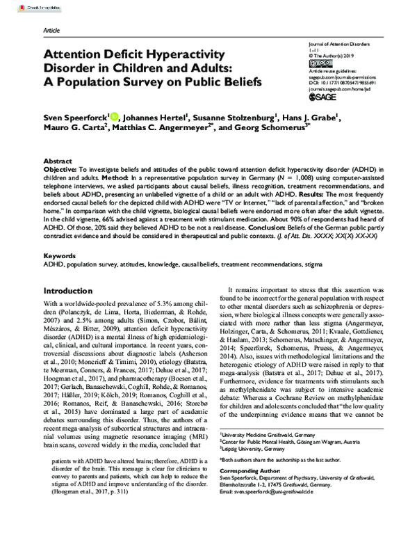 (PDF) Attention Deficit Hyperactivity Disorder in Children and Adults ...