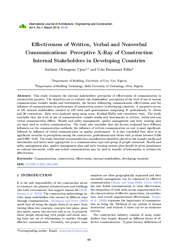 (PDF) Effectiveness of Written, Verbal and Nonverbal Communications ...