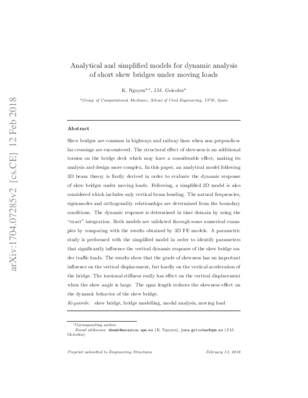 (PDF) Analytical and simplified models for dynamic analysis of short ...