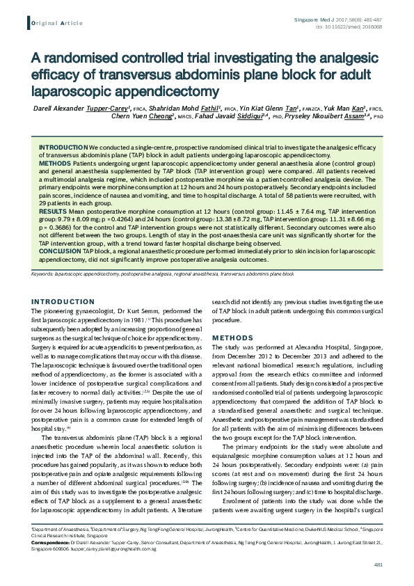 (PDF) A randomised controlled trial investigating the analgesic ...