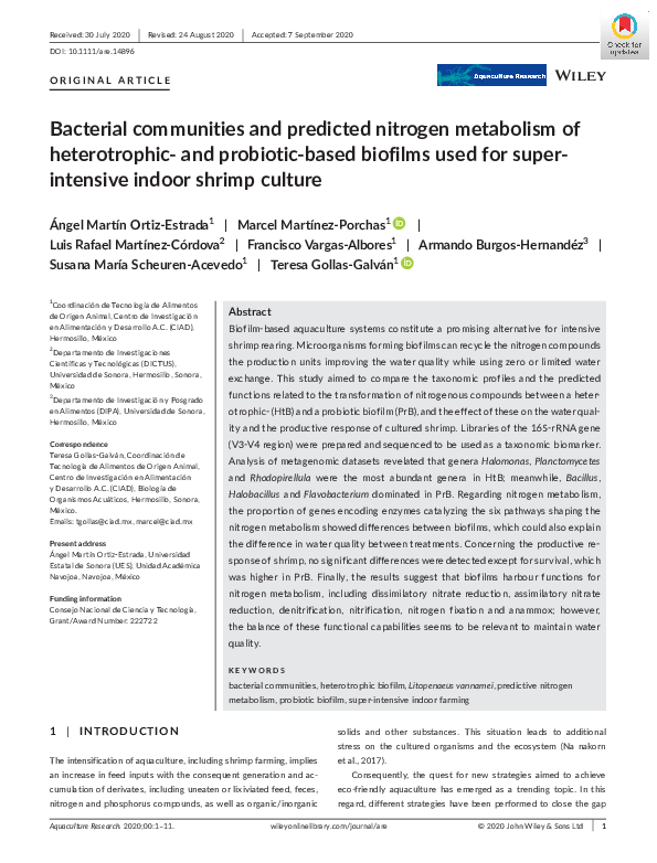 (PDF) Bacterial communities and predicted nitrogen metabolism of ...