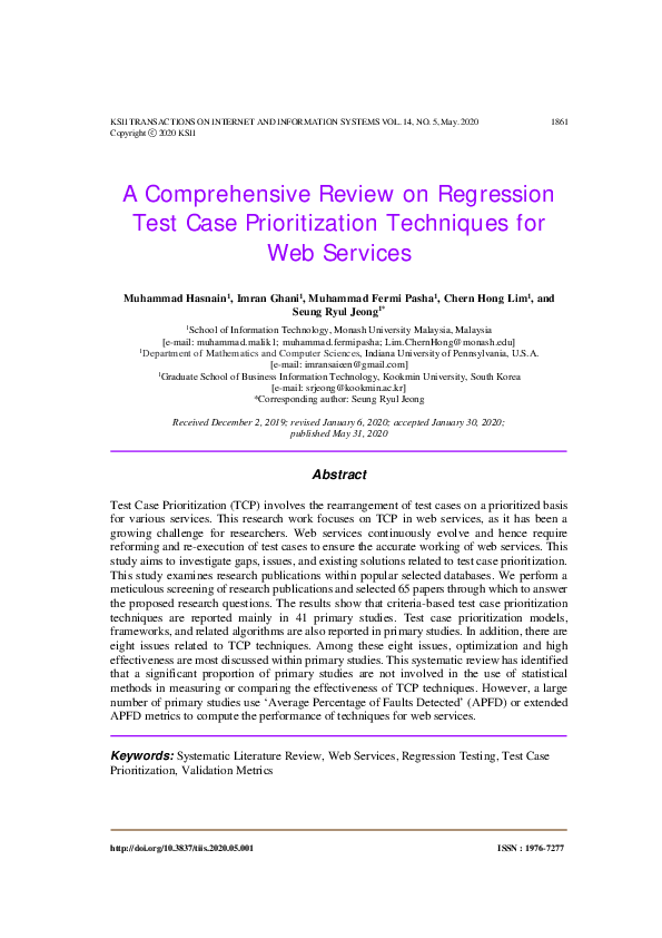(PDF) A Comprehensive Review on Regression Test Case Prioritization ...
