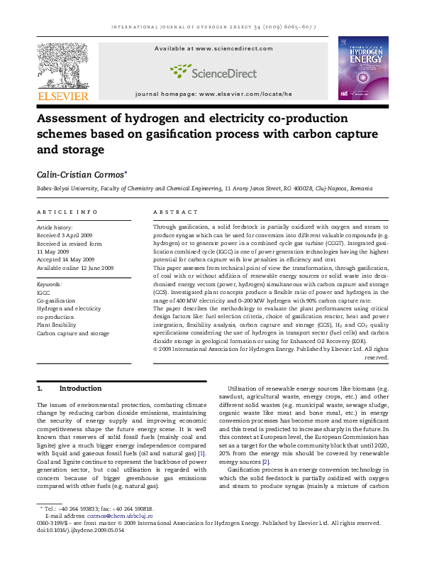(PDF) Assessment of hydrogen and electricity co-production schemes ...