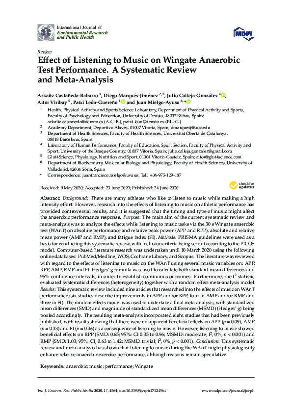 (PDF) Effect of Listening to Music on Wingate Anaerobic Test ...