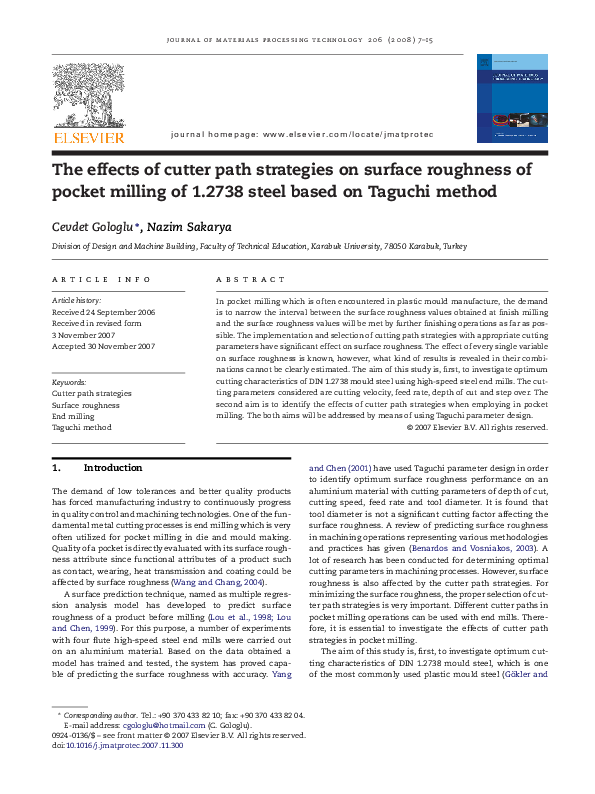 (PDF) The effects of cutter path strategies on surface roughness of ...