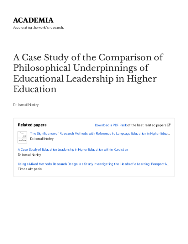 (PDF) A Case Study of the Comparison of Philosophical Underpinnings of ...