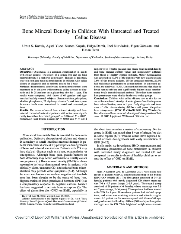(PDF) Bone Mineral Density in Children With Untreated and Treated ...