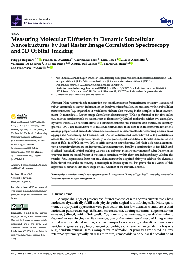 (PDF) Measuring Molecular Diffusion in Dynamic Subcellular ...