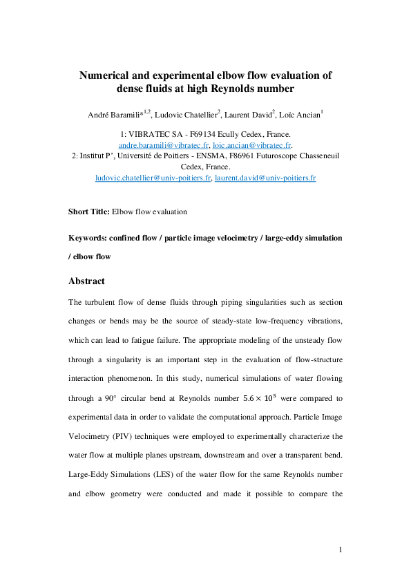 (PDF) Numerical and experimental elbow flow evaluation of dense fluids ...